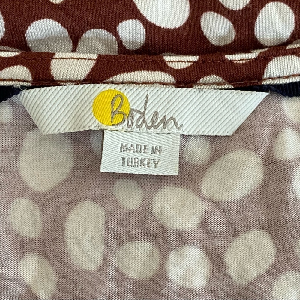 BODEN Soft Stretch Brown Polka Dot Button Jersey Casual Dress Size US 4 P - Picture 7 of 12